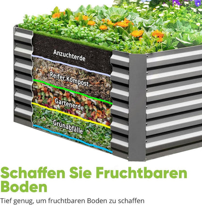 Quictent Hochbeet Metall 244x122x56cm Wetterfest Gemüsebeet