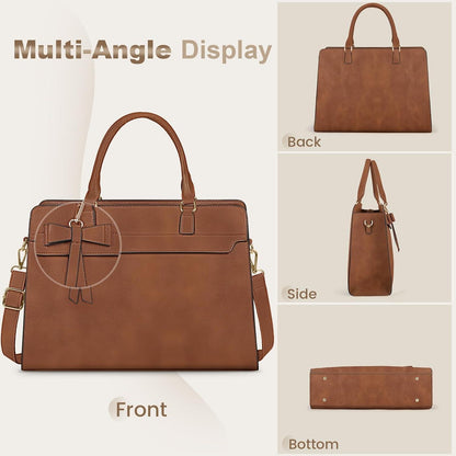 RAINSMORE Shopper Damen Groß 15.6 Zoll Laptoptasche Wasserdicht mit Clutch Retro Braun