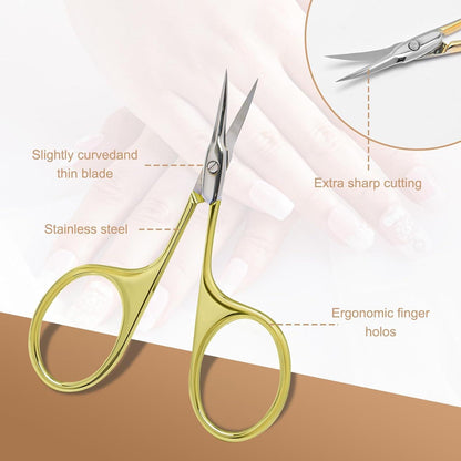 CGBE Profi Nagelhautschere Extra Fein Edelstahl Gold - Hautschere mit gebogener Spitze