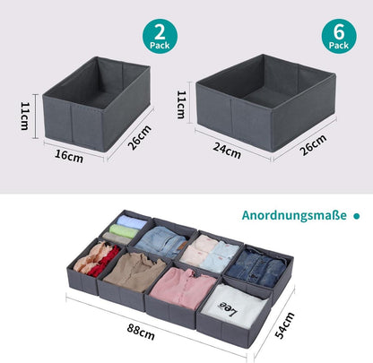 Schubladen Organizer Kleidung PAX 100x58cm 8er-Set Grau