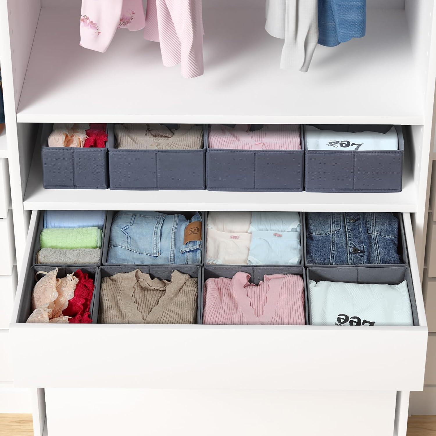 ORLISA Schubladen Organizer für PAX Kleiderschrank 100x58cm 8er-Set Grau