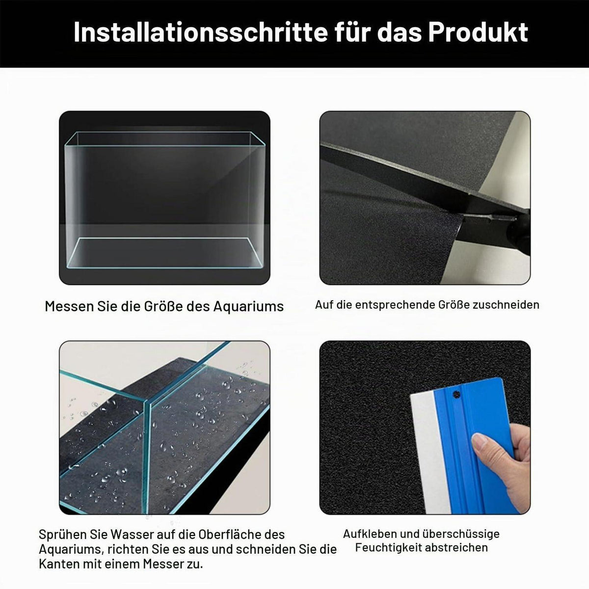 Schwarzer Aquarium Hintergrund – Statisch Haftend 30x200cm
