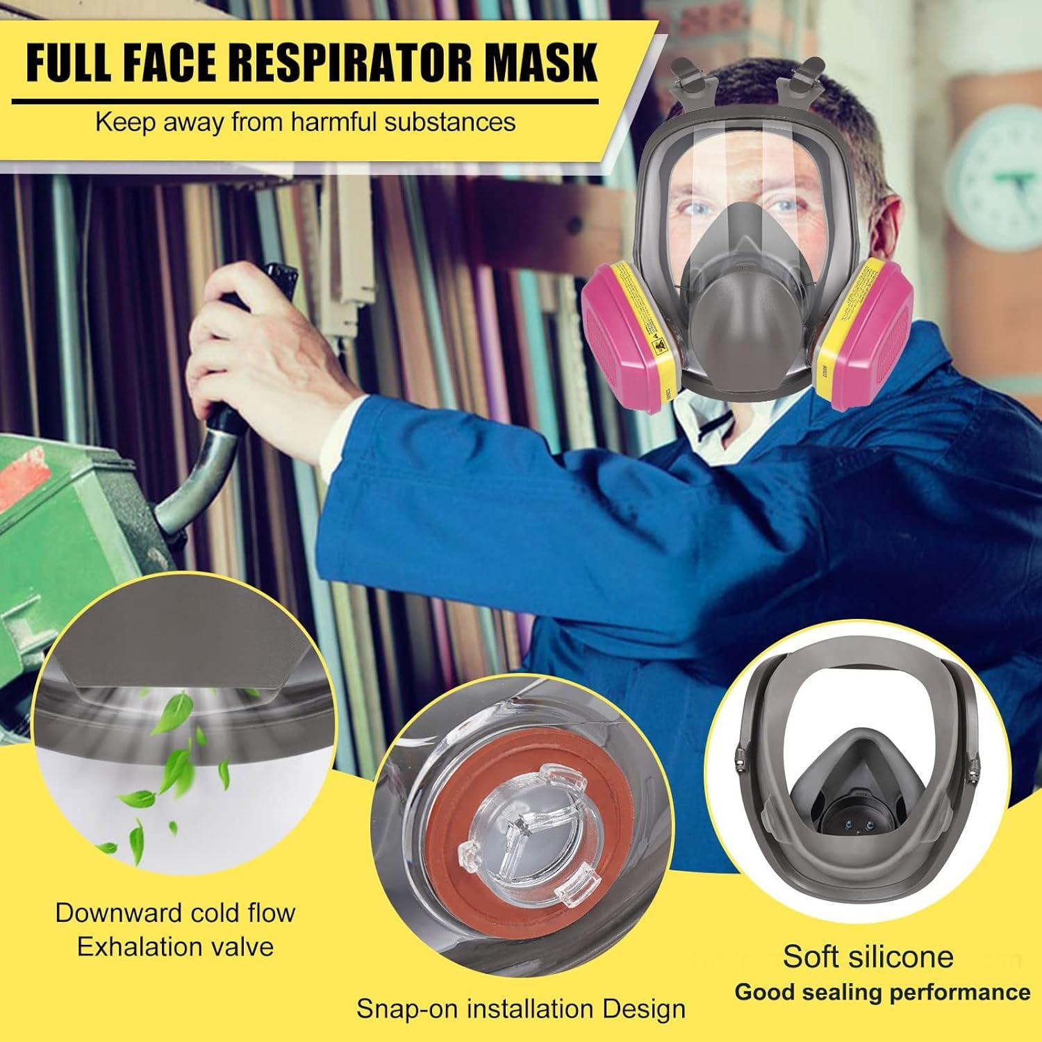 LAMANICE Vollgesichts-Atemschutzmaske mit 60923 Filters - Staubschutz für Gas, Staub, Schweißen