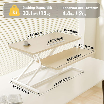 Höhenverstellbarer Steh-Sitz Schreibtischaufsatz 80x40CM mit