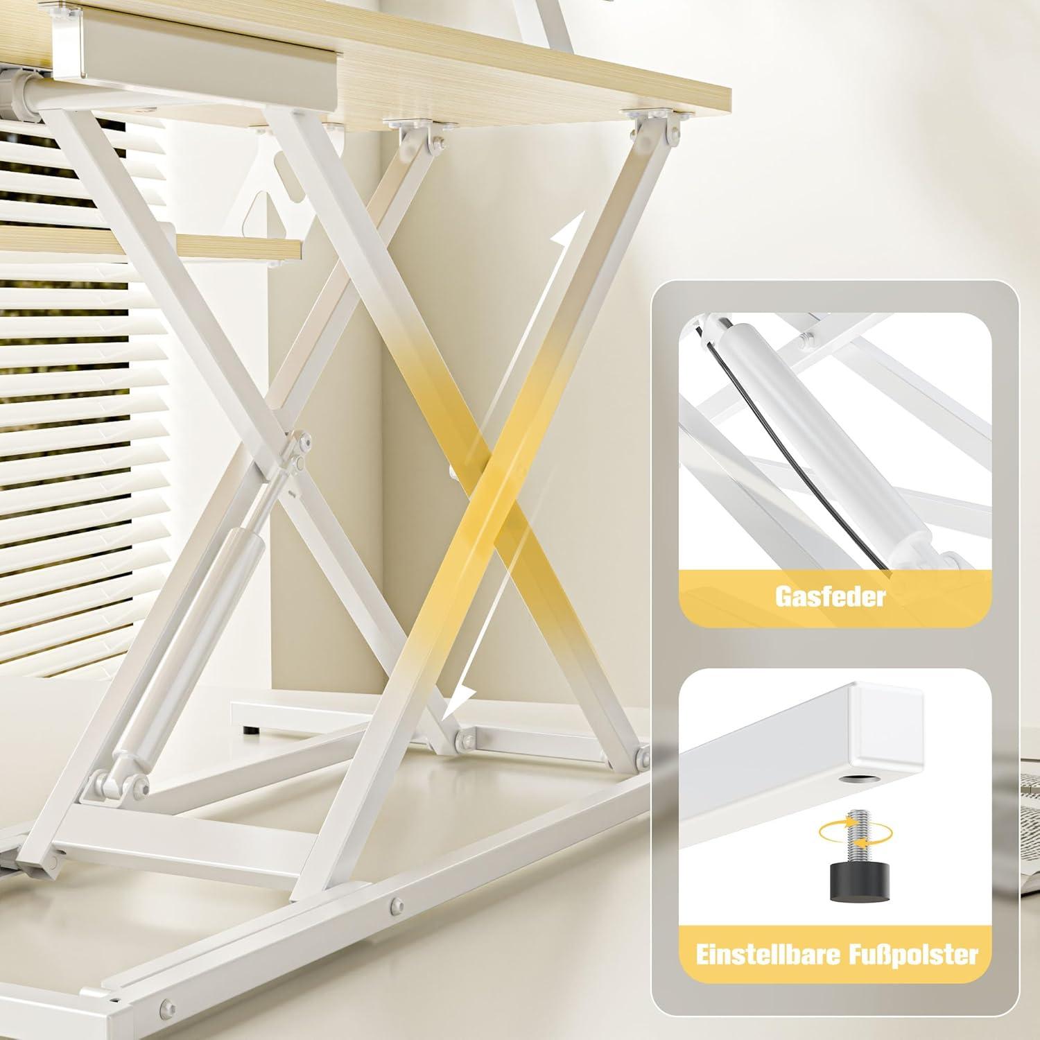 Steh-Sitz Schreibtischaufsatz Höhenverstellbar Desktop 80x40CM Zwei Monitore