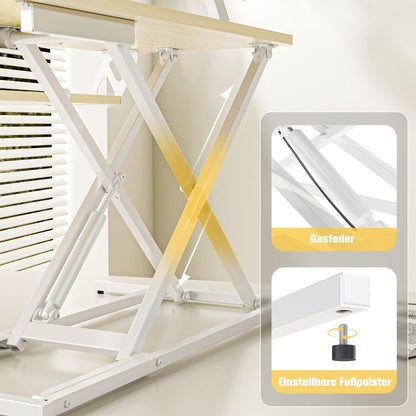 Steh-Sitz Schreibtischaufsatz Höhenverstellbar Desktop 80x40CM Zwei Monitore