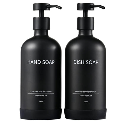 Nachfüllbare Glas Pumpspender Schwarz 500ml