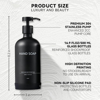 Nachfüllbare Glas Pumpspender Schwarz 500ml