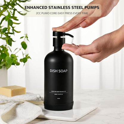 Nachfüllbare Glas Pumpspender Schwarz 500ml