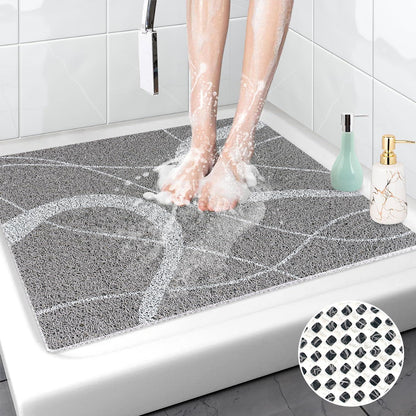 Rutschfeste Duschmatte 80x80 cm - Weiche Massage Matte Grau