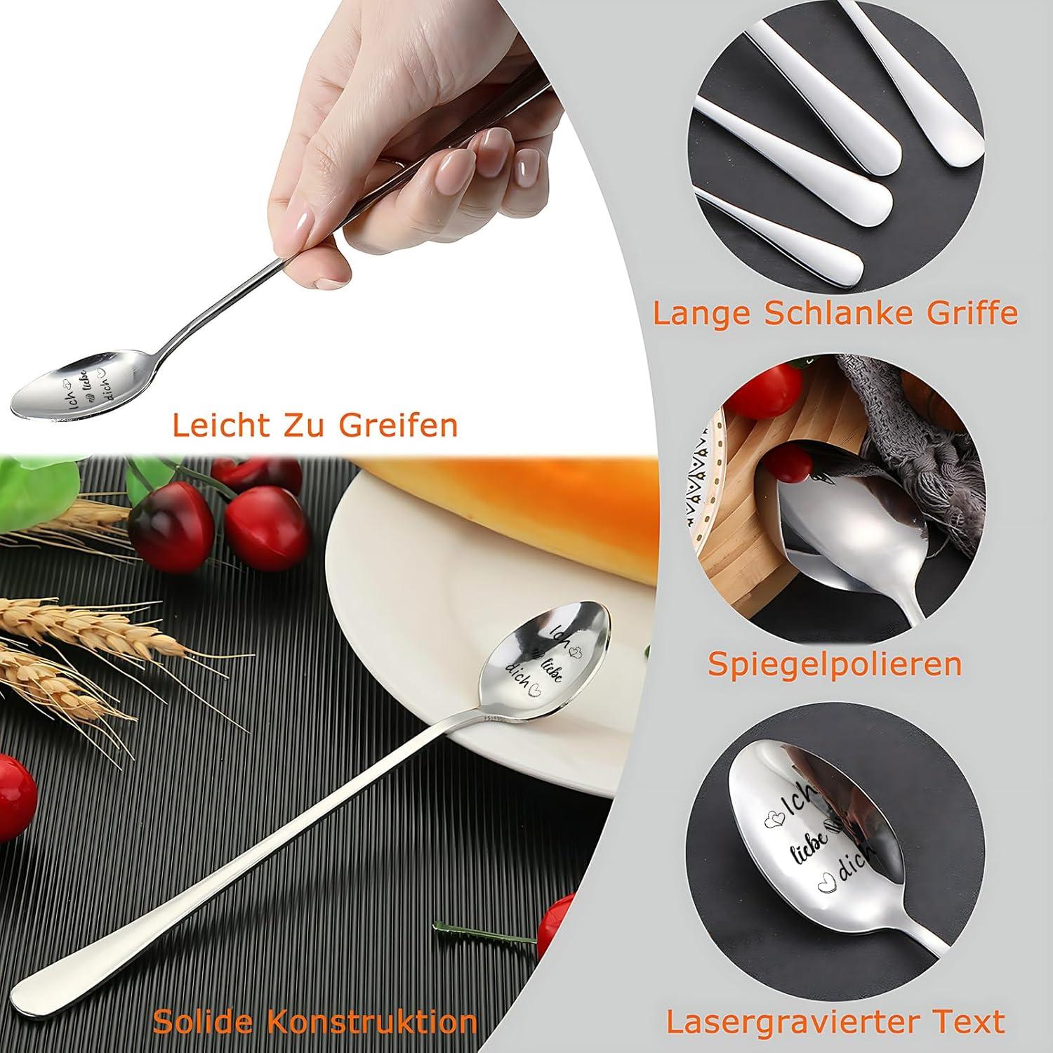 Gravierte Kaffeelöffel - Paar Liebeslöffel mit Gravur