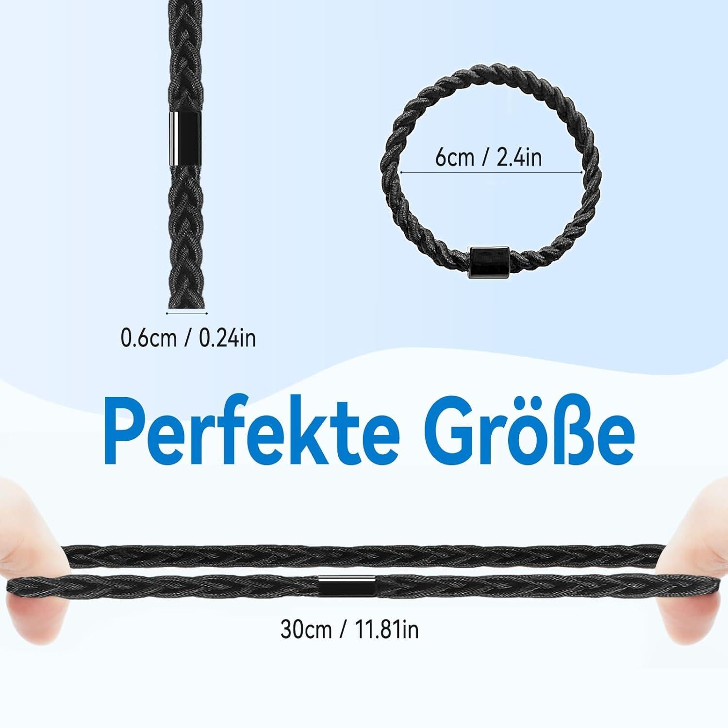 Herren-Haargummi Armband-Design 10 Stück Schwarz