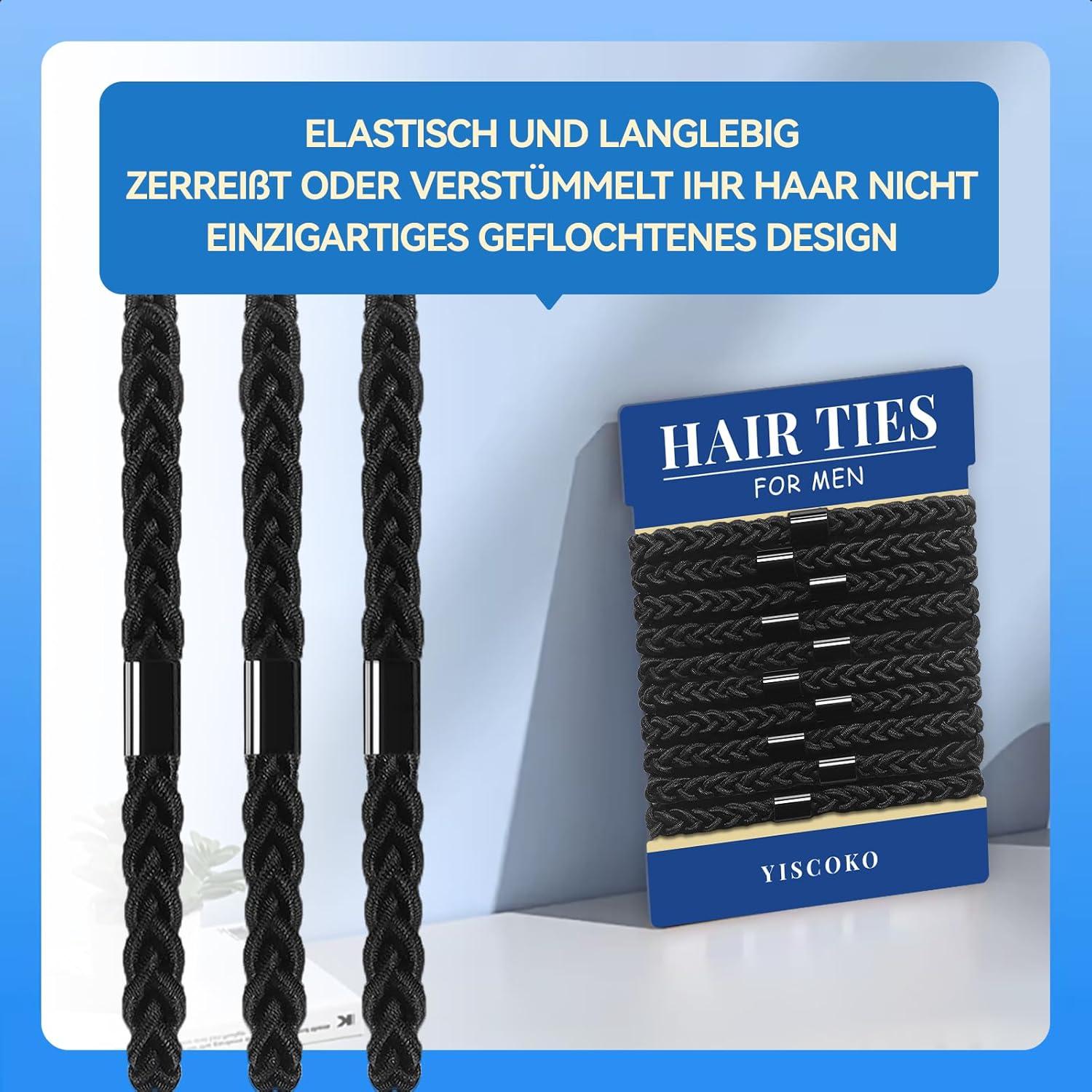 Haargummi Herren Schwarz-Geflochtenes Stirnband 10 Stück