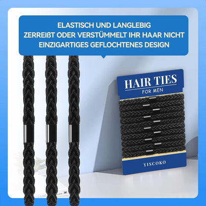 Haargummi Herren Schwarz-Geflochtenes Stirnband 10 Stück