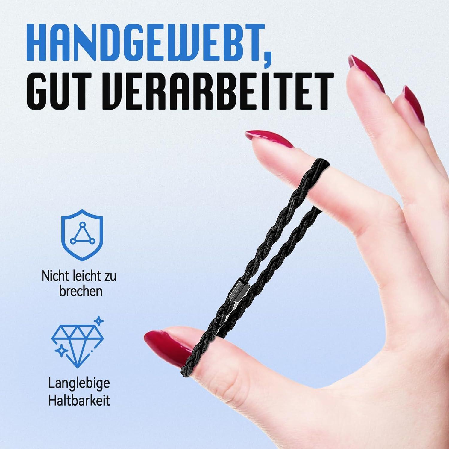 YISCOKO Herren-Haargummis Nylon 10 Stück Schwarz Stirnband Duttlockiges dichtes Haar