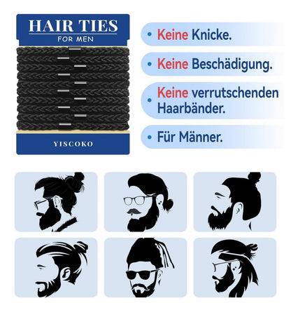 10x YISCOKO Herren Haargummis Schwarz Nylon Stirnband