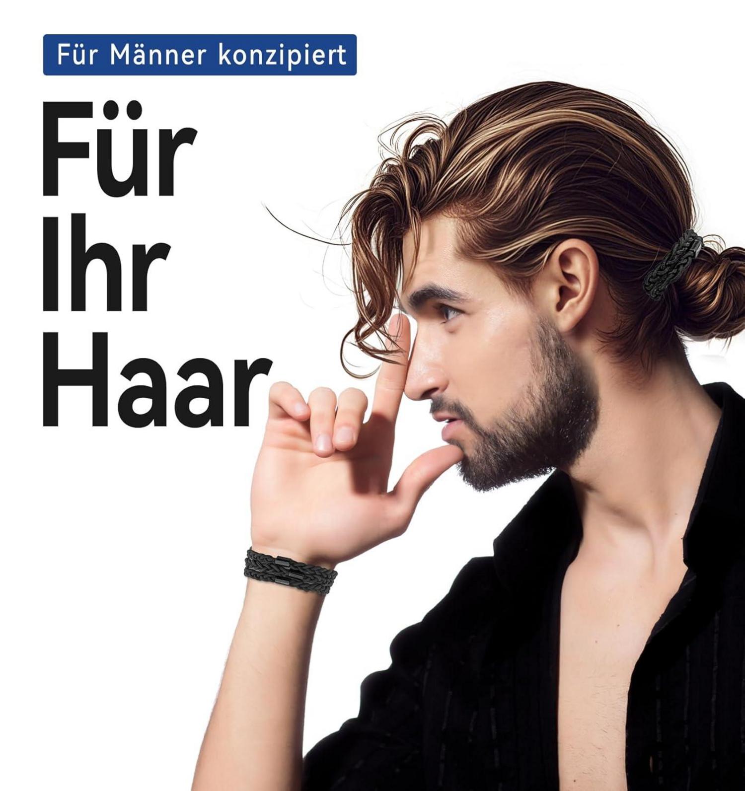 Herren-Haargummis Schwarz Nylon, 10er Pack - Stilvolles