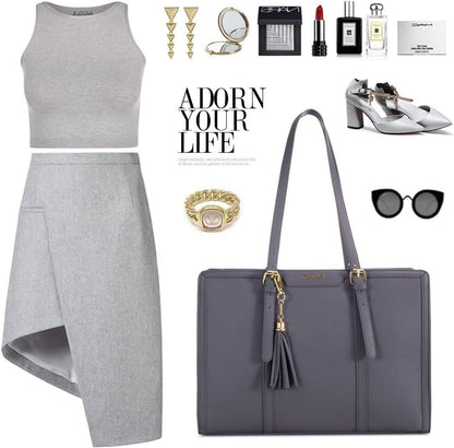 Elegante Laptoptasche 15,6 Zoll Damen Handtasche Schultertasche Büroarbeit