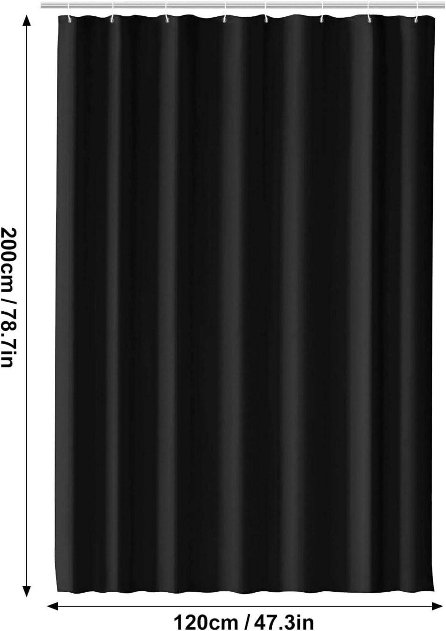 Duschvorhang 120x200 Schwarz Wasserdicht PEVA mit 8 Ringen