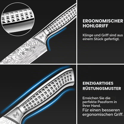 10-teiliges Küchenmesser-Set aus Edelstahl mit Tasche & Wetzstahl