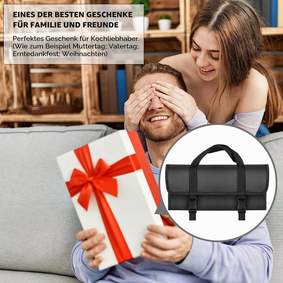 10-teiliges Küchenmesser-Set aus Edelstahl mit Tasche & Wetzstahl