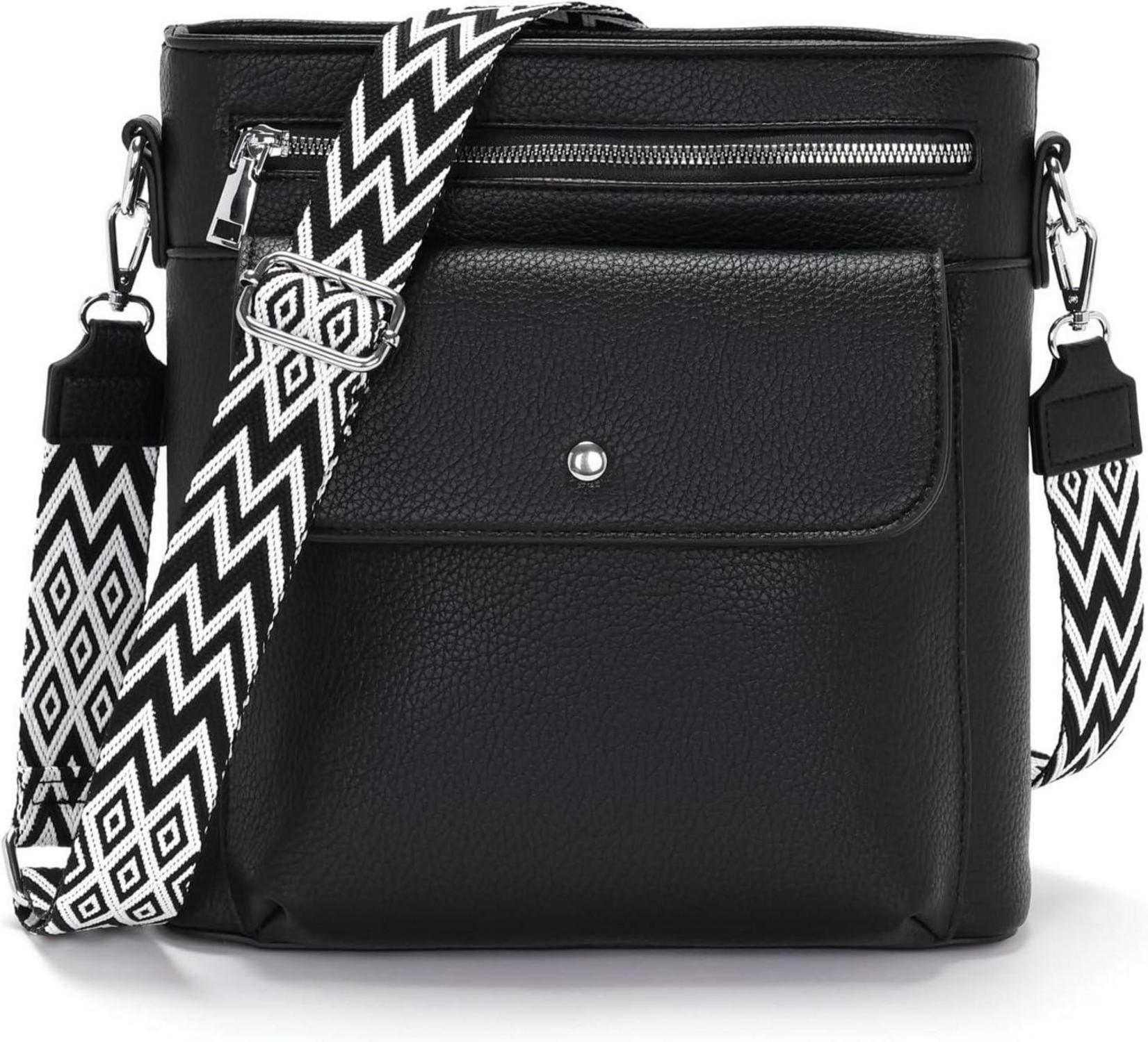 Schultertasche Damen Mittelgroß Crossbody Bag Schwarz