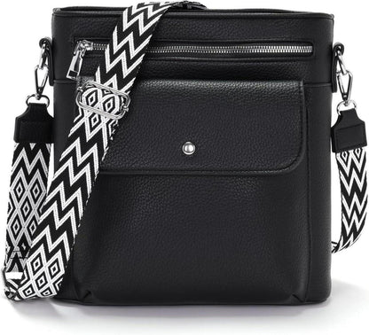 Schultertasche Damen Mittelgroß Crossbody Bag Schwarz
