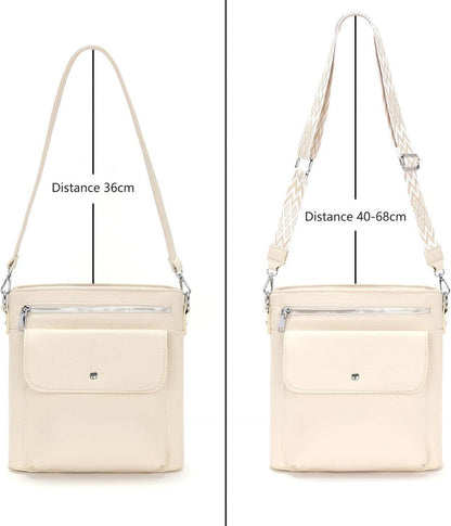 Damen Umhängetasche Mittelgroß Handtasche Crossbody 3 Fächer