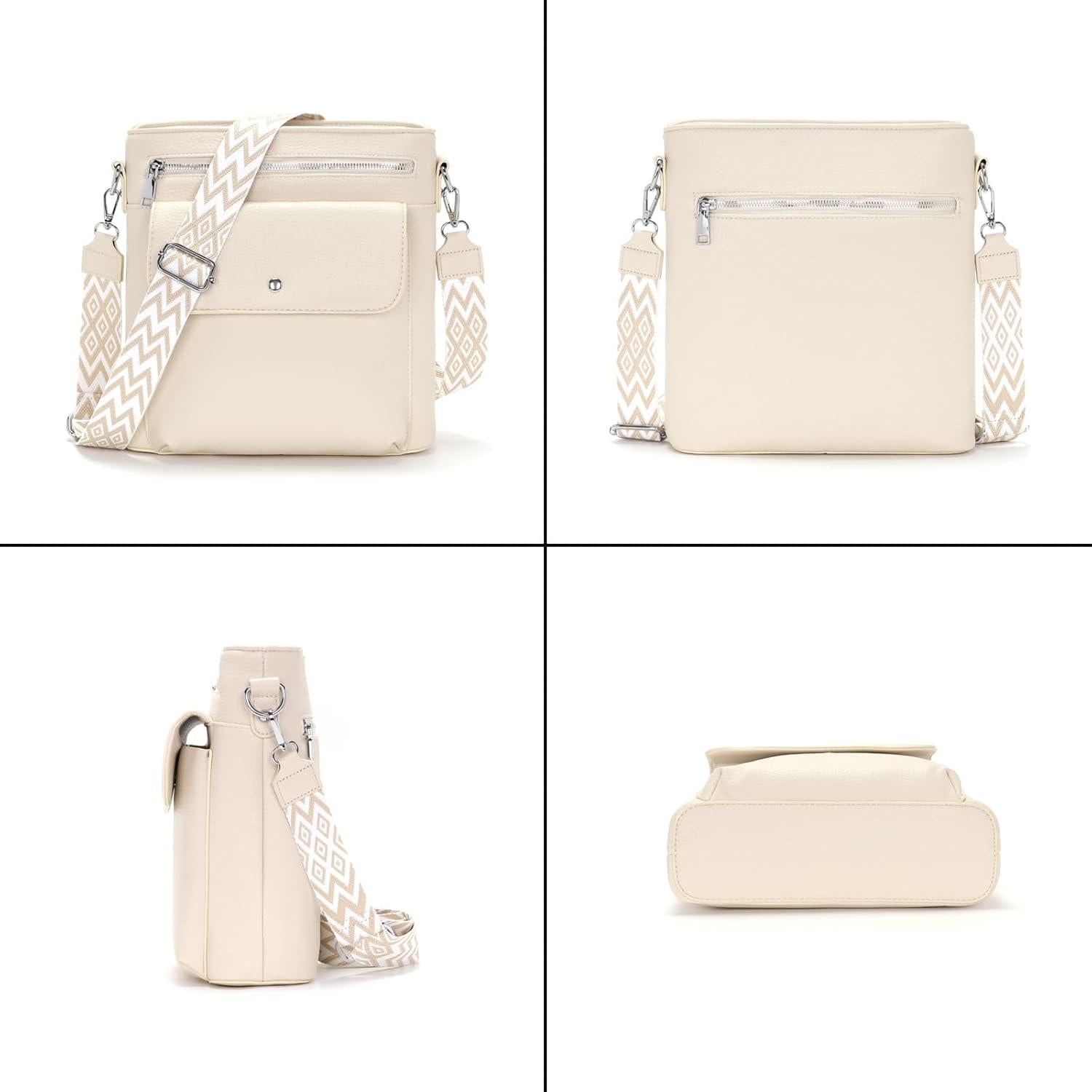 Damen Umhängetasche Mittelgroß Handtasche Crossbody 3 Fächer