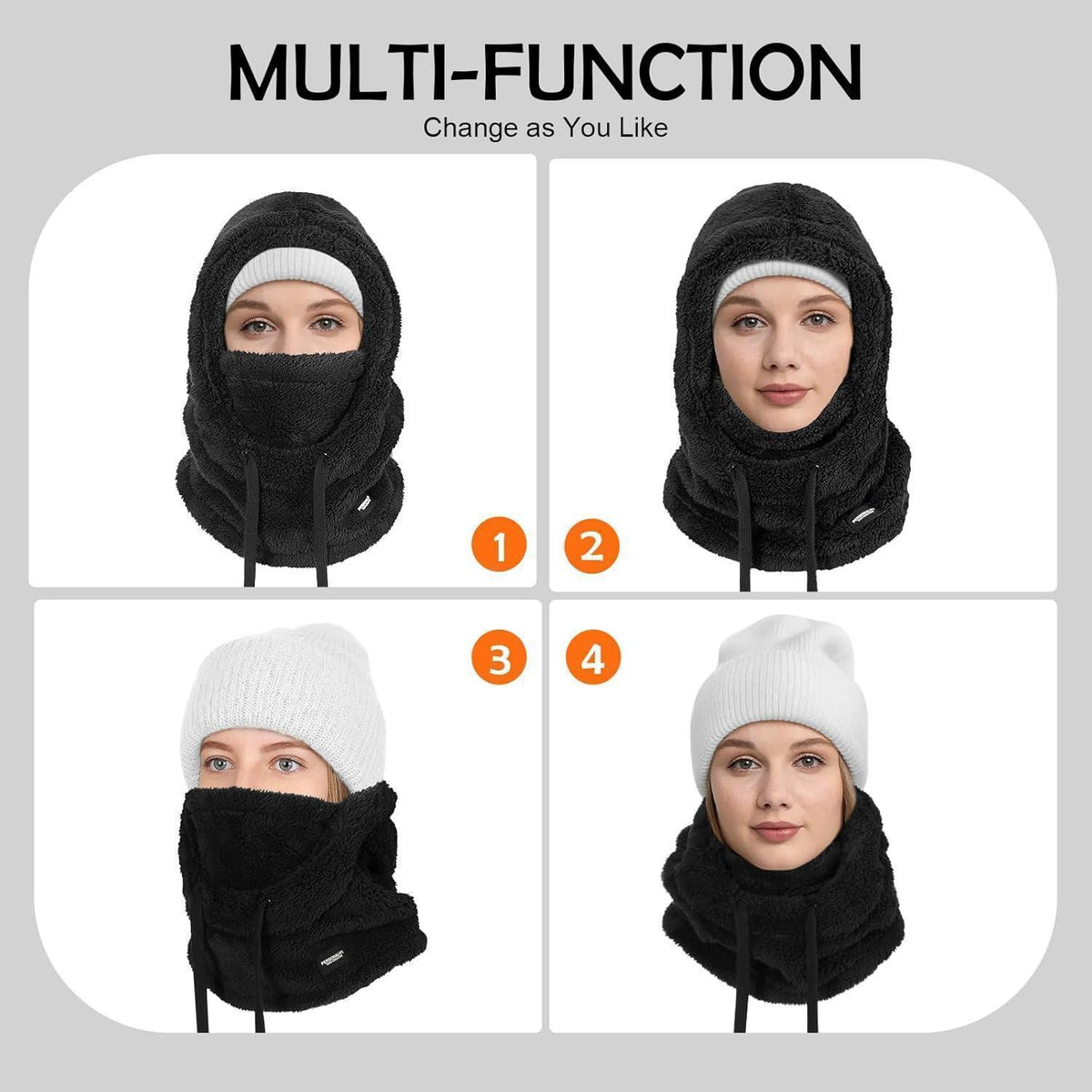 Sturmhaube Winter Mütze Fleece Warm Herren Damen Multifunktionale Maske