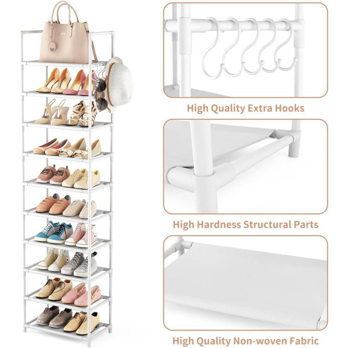 Schuhregal 10 Ebenen – Schuh-Organizer für 20-25 Paar Schuhe