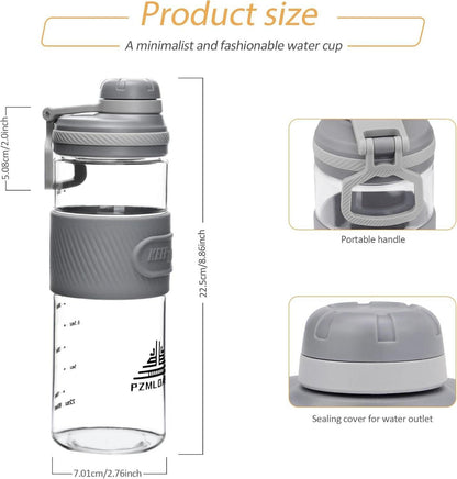 Protein Shaker 650ml Auslaufsicher Fitness Eiweiß Cremig BPA-frei Grey