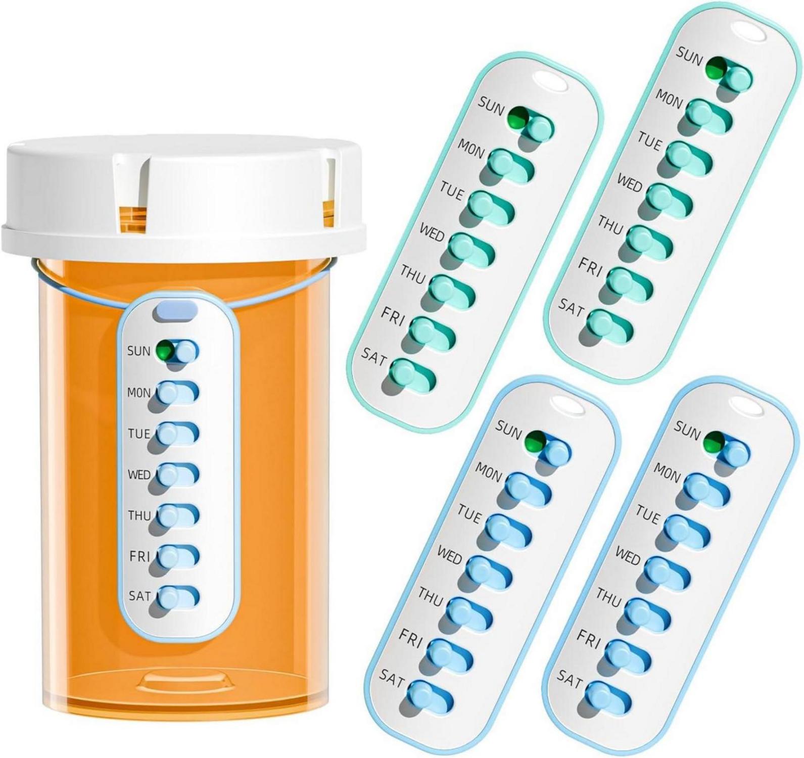 Pillen-Erinnerung Halskette Klebezettel 4er-Pack blau/grün