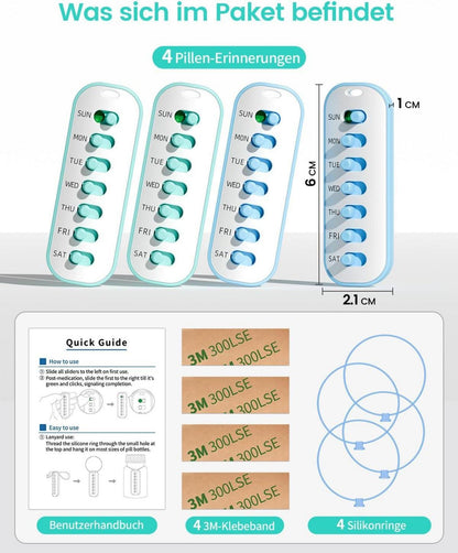 Doruimi 4-Pack Medikamenten-Erinnerung Halskette Klebezettel