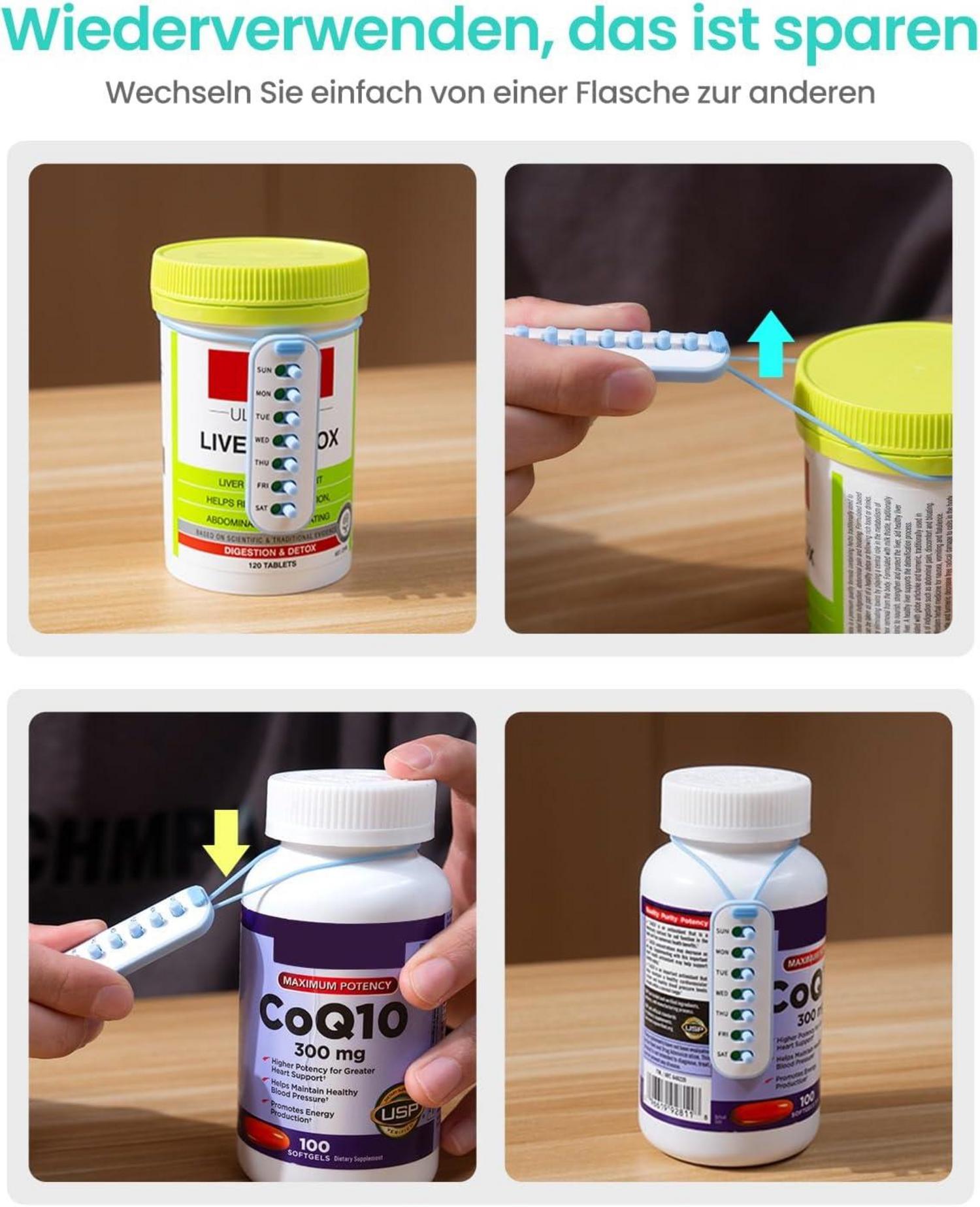 Doruimi Medikamenten-Tracker Erinnerung Halskette Klebezettel 4er Set