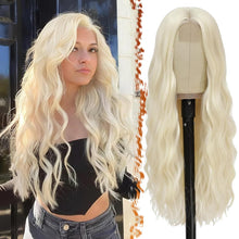 Lange Wellig Platin Blond Synthetische Perücke 66cm Hairstyle