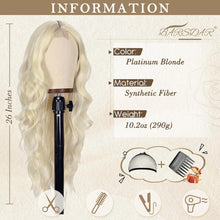Lange Wellig Platin Blond Synthetische Perücke 66 cm