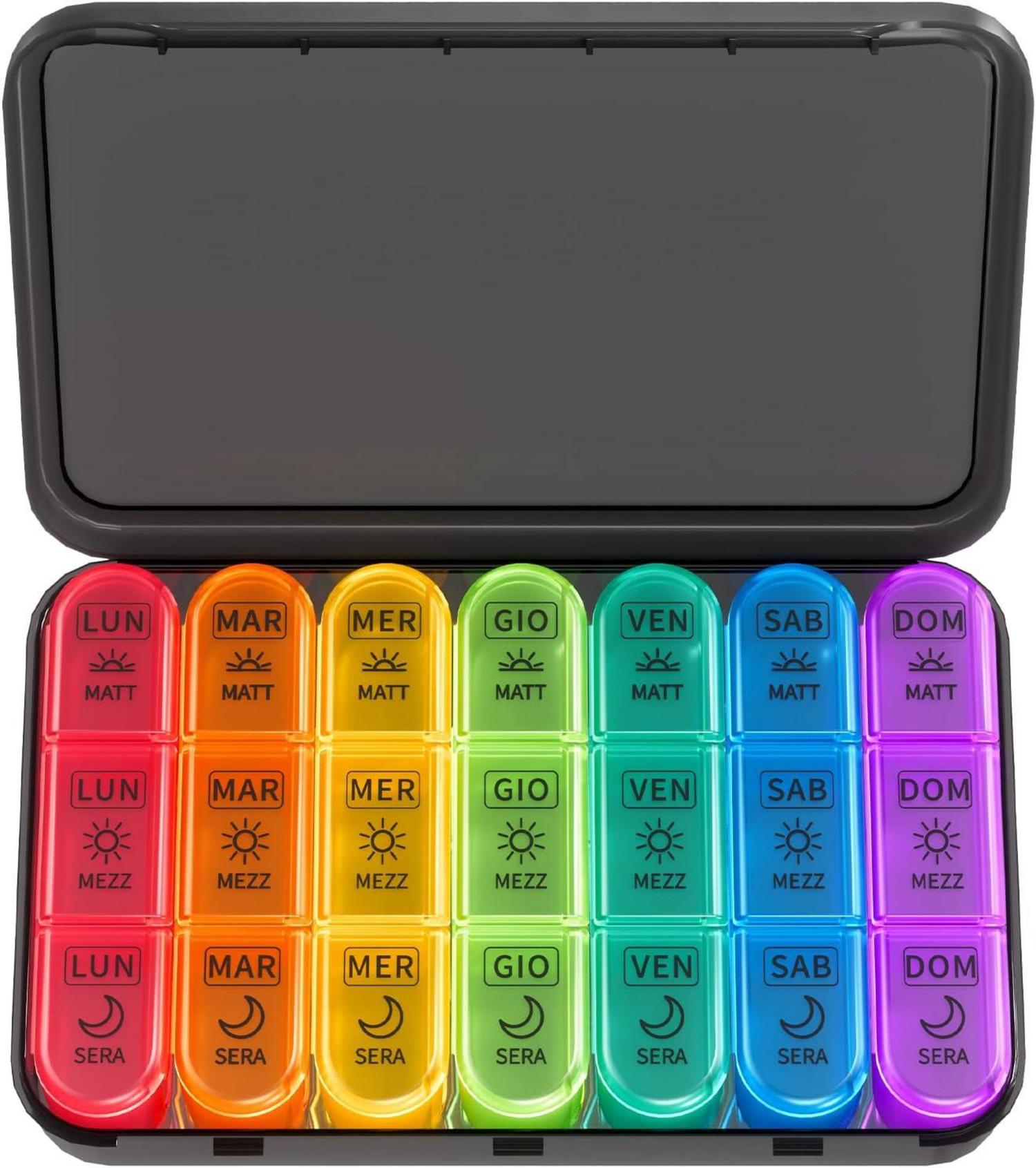 Tablettenbox 7 Tage Pillendose 3 Fächer Medikamente Schwarz