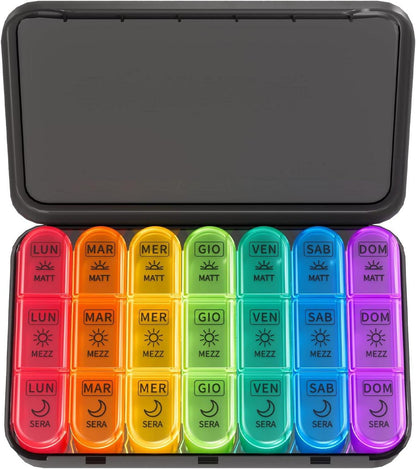 Tablettenbox 7 Tage Pillendose 3 Fächer Medikamente Schwarz