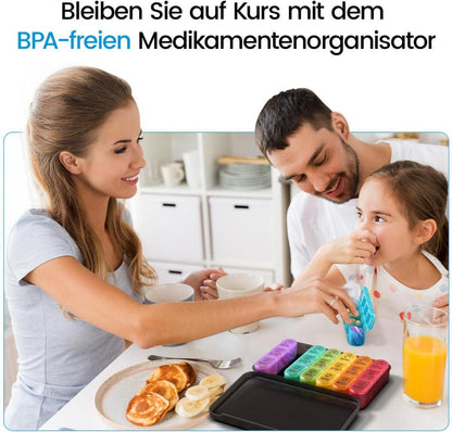 Tablettenbox 7 Tage Pillendose 3 Fächer Medikamente Schwarz