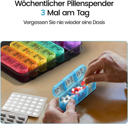 Tablettenbox 7 Tage 3 Fächer für Medikamente Schwarz