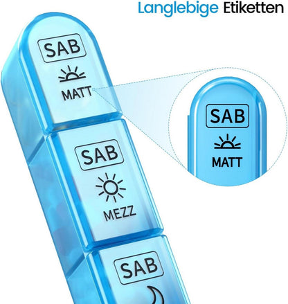 Tablettenbox 7 Tage - Pillendose 3 Fächer Schwarz