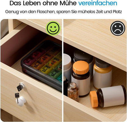 Tablettenbox 7 Tage 3 Fächer für Medikamente Schwarz