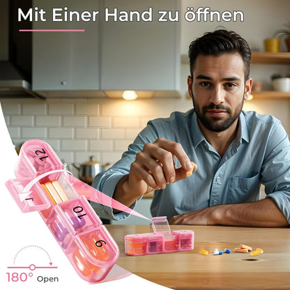 Monats-Tablettenbox 31 Tage Große Fächer Medikamentenbox - Rosa