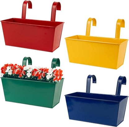 Hängende Blumentöpfe Metall für Garten Balkon Zaun - 4er Set