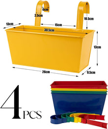 4er Set Hängende Metall Blumentöpfe für Balkon und Garten