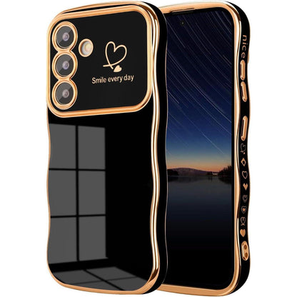 Handyhülle Samsung Galaxy A16 4G/5G, Mädchen Niedliche Wellen, Galvanisiert, Schwarz