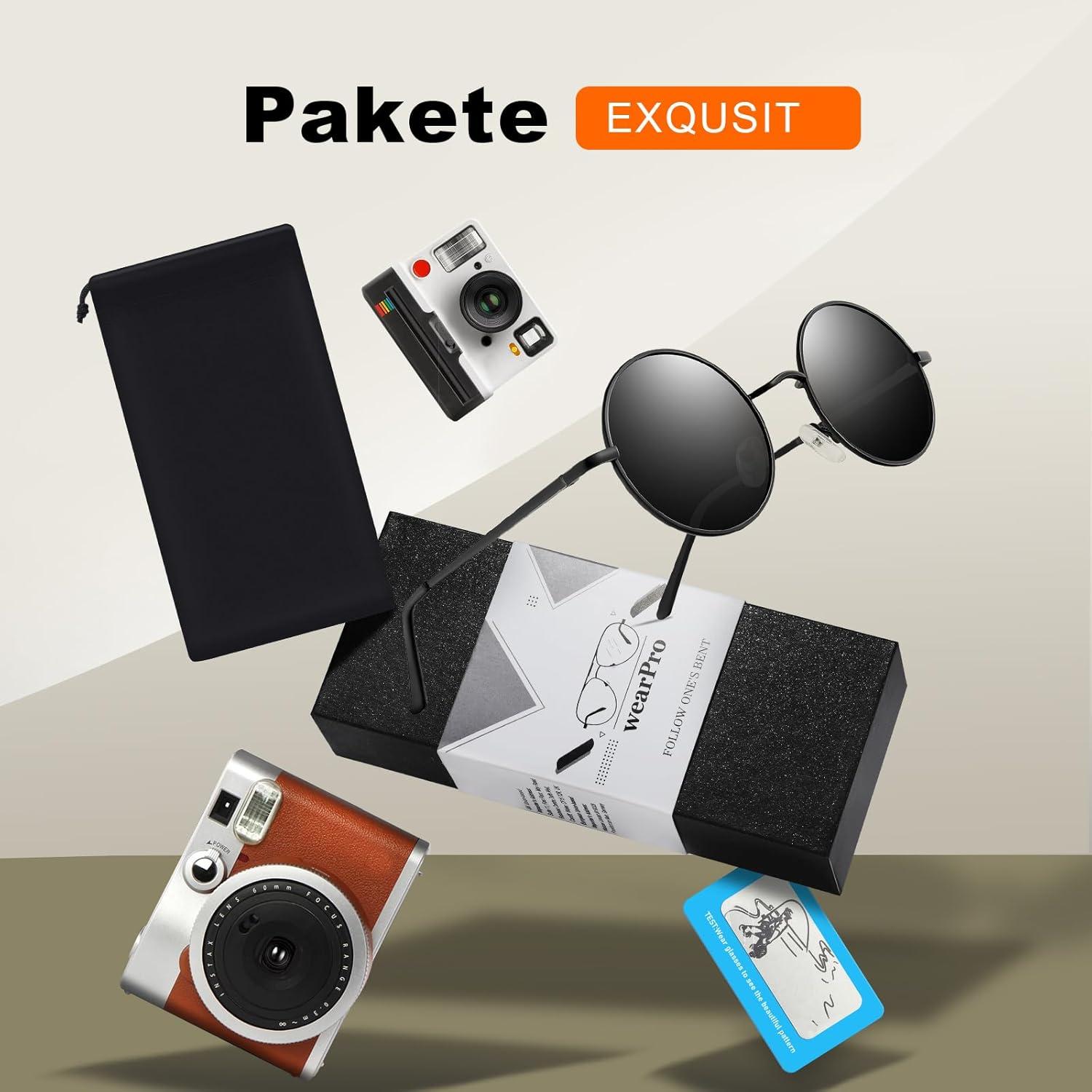 wearPro Runde Polarisierte Sonnenbrille UV400 Retro Vintage Hippie Grün