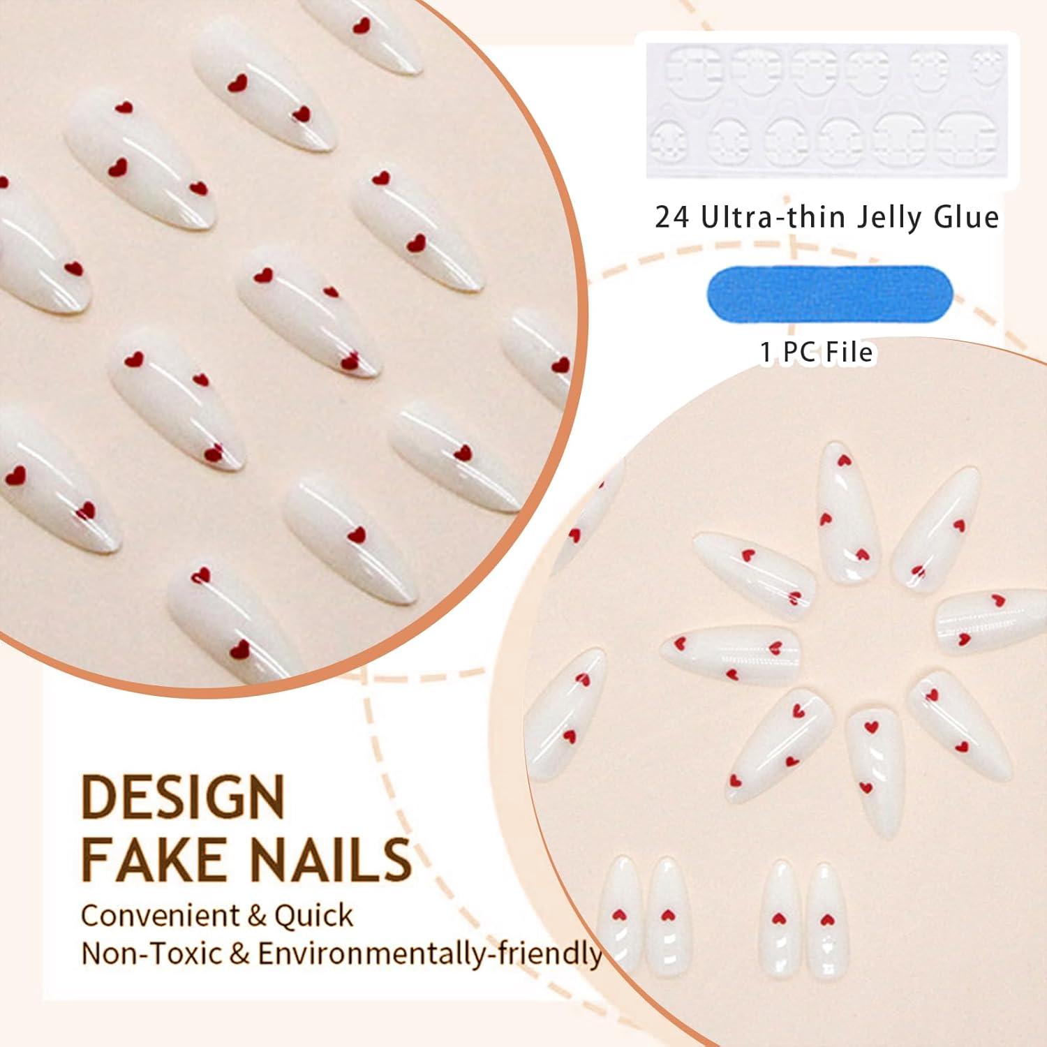 Weihnachts-Drucknagel 24 Stück Press on French Tip Glänzend