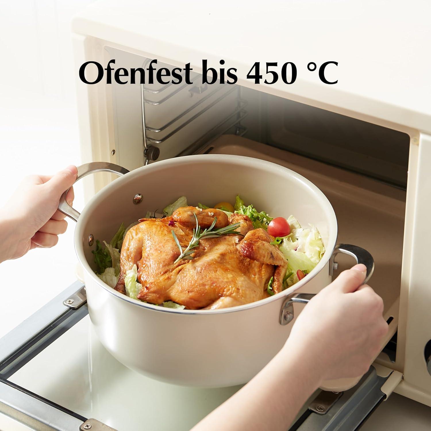 Redchef 14-teiliges Keramik Pfannenset mit Deckel, Antihaftbeschichtung, Induktion, Edelstahlgriff, Backofen- und Spülmaschinenfest